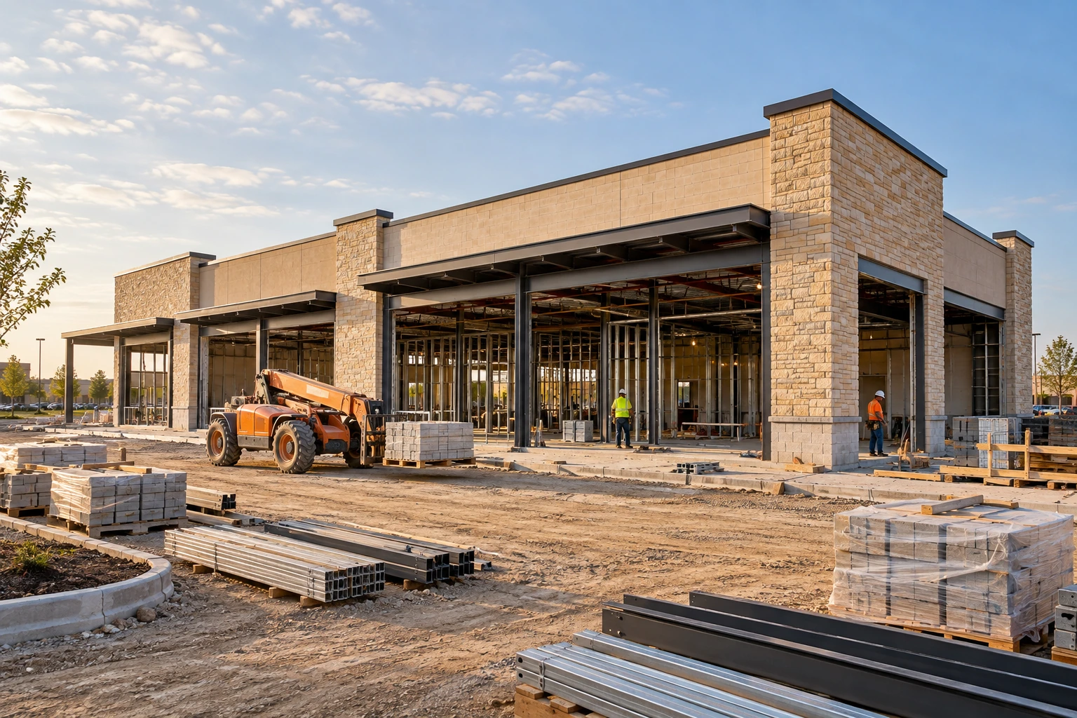 Commercial development under construction.
